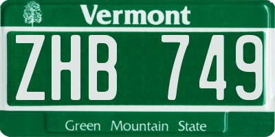 VT license plate ZHB749