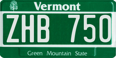 VT license plate ZHB750