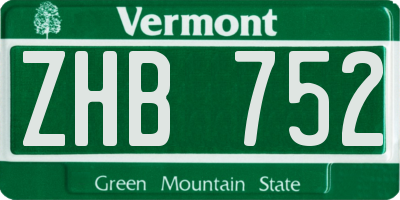 VT license plate ZHB752