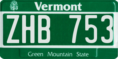 VT license plate ZHB753