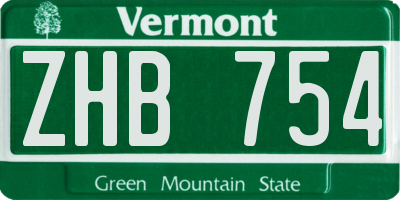 VT license plate ZHB754