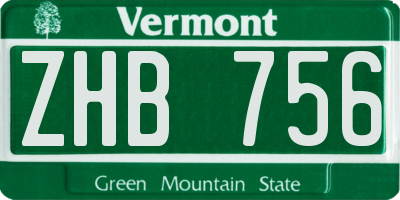 VT license plate ZHB756