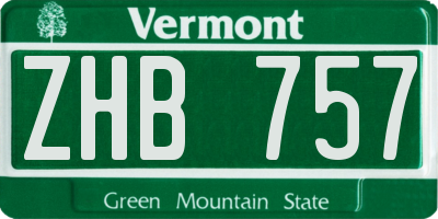 VT license plate ZHB757