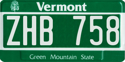 VT license plate ZHB758