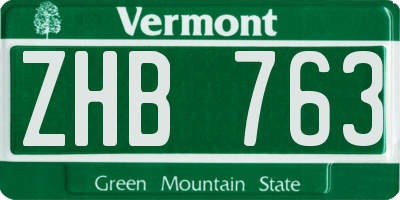 VT license plate ZHB763