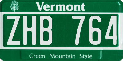 VT license plate ZHB764