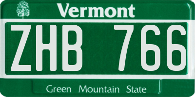 VT license plate ZHB766