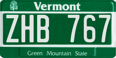 VT license plate ZHB767