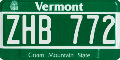 VT license plate ZHB772