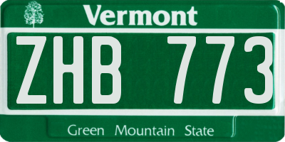 VT license plate ZHB773