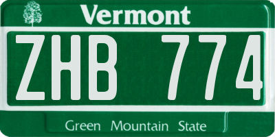 VT license plate ZHB774