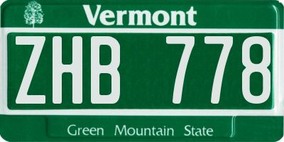 VT license plate ZHB778