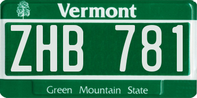 VT license plate ZHB781