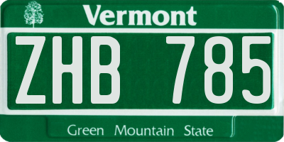 VT license plate ZHB785
