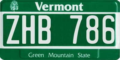 VT license plate ZHB786