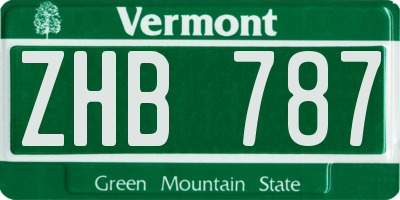 VT license plate ZHB787