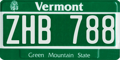 VT license plate ZHB788