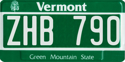 VT license plate ZHB790