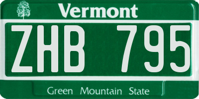 VT license plate ZHB795