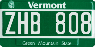 VT license plate ZHB808