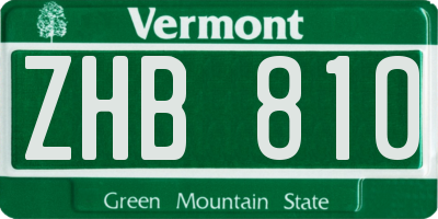 VT license plate ZHB810