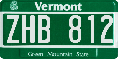 VT license plate ZHB812