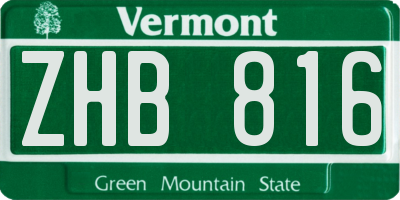 VT license plate ZHB816