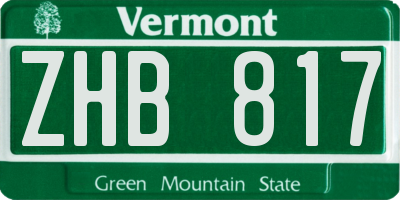 VT license plate ZHB817