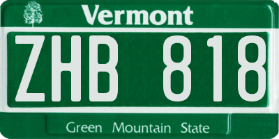 VT license plate ZHB818