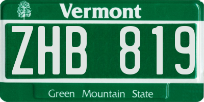 VT license plate ZHB819