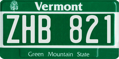 VT license plate ZHB821