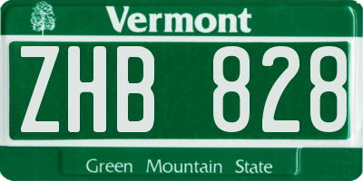 VT license plate ZHB828