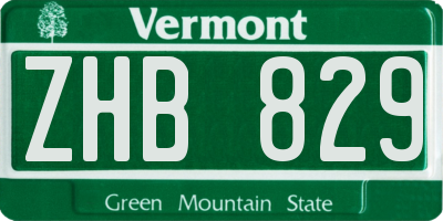 VT license plate ZHB829