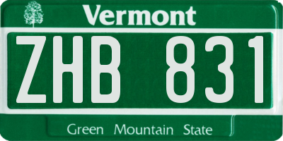 VT license plate ZHB831