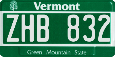 VT license plate ZHB832