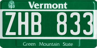 VT license plate ZHB833