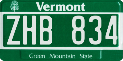 VT license plate ZHB834