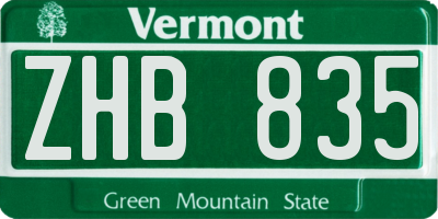 VT license plate ZHB835
