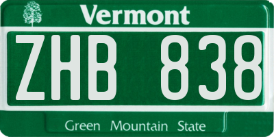 VT license plate ZHB838