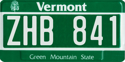 VT license plate ZHB841