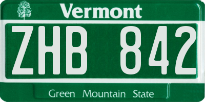 VT license plate ZHB842