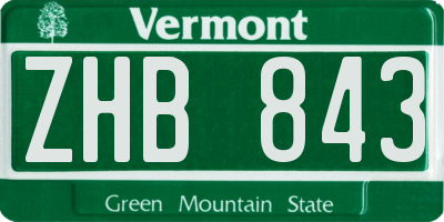 VT license plate ZHB843