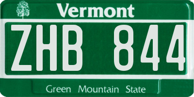VT license plate ZHB844