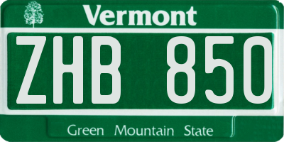 VT license plate ZHB850