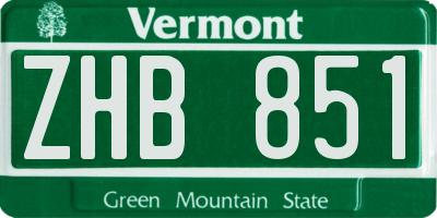 VT license plate ZHB851