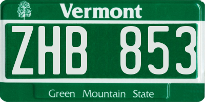VT license plate ZHB853