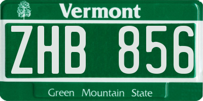 VT license plate ZHB856