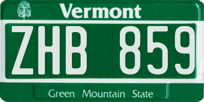 VT license plate ZHB859