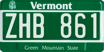 VT license plate ZHB861