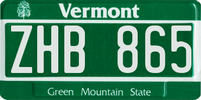 VT license plate ZHB865